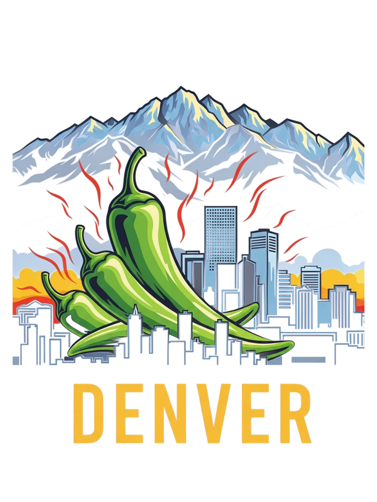 Denver Green Chili Rockies Vibe Hoodie Graphic Print Artwork Detail