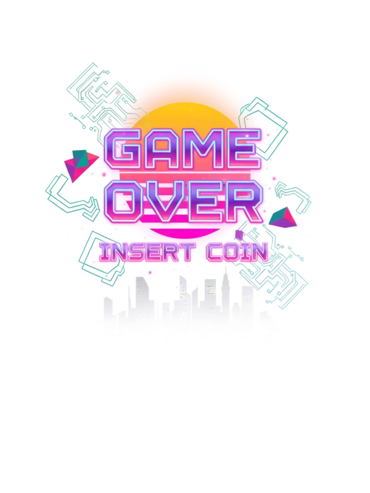 Retro Arcade Cyberpunk 'GAME OVER' Poster Graphic Print Artwork Detail