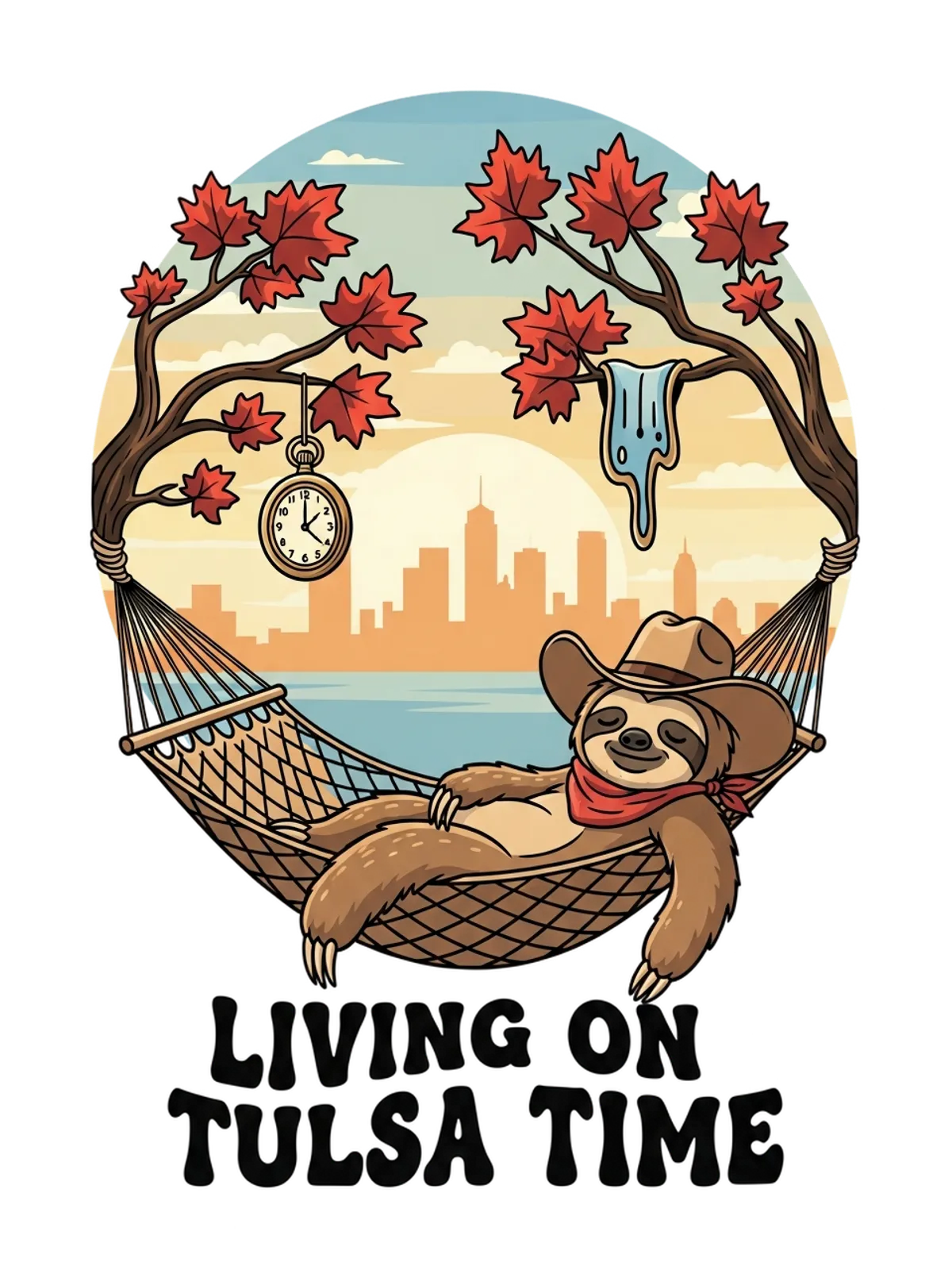 Living on Tulsa Time Tee - Chill Vibes Only Graphic Print Artwork Detail