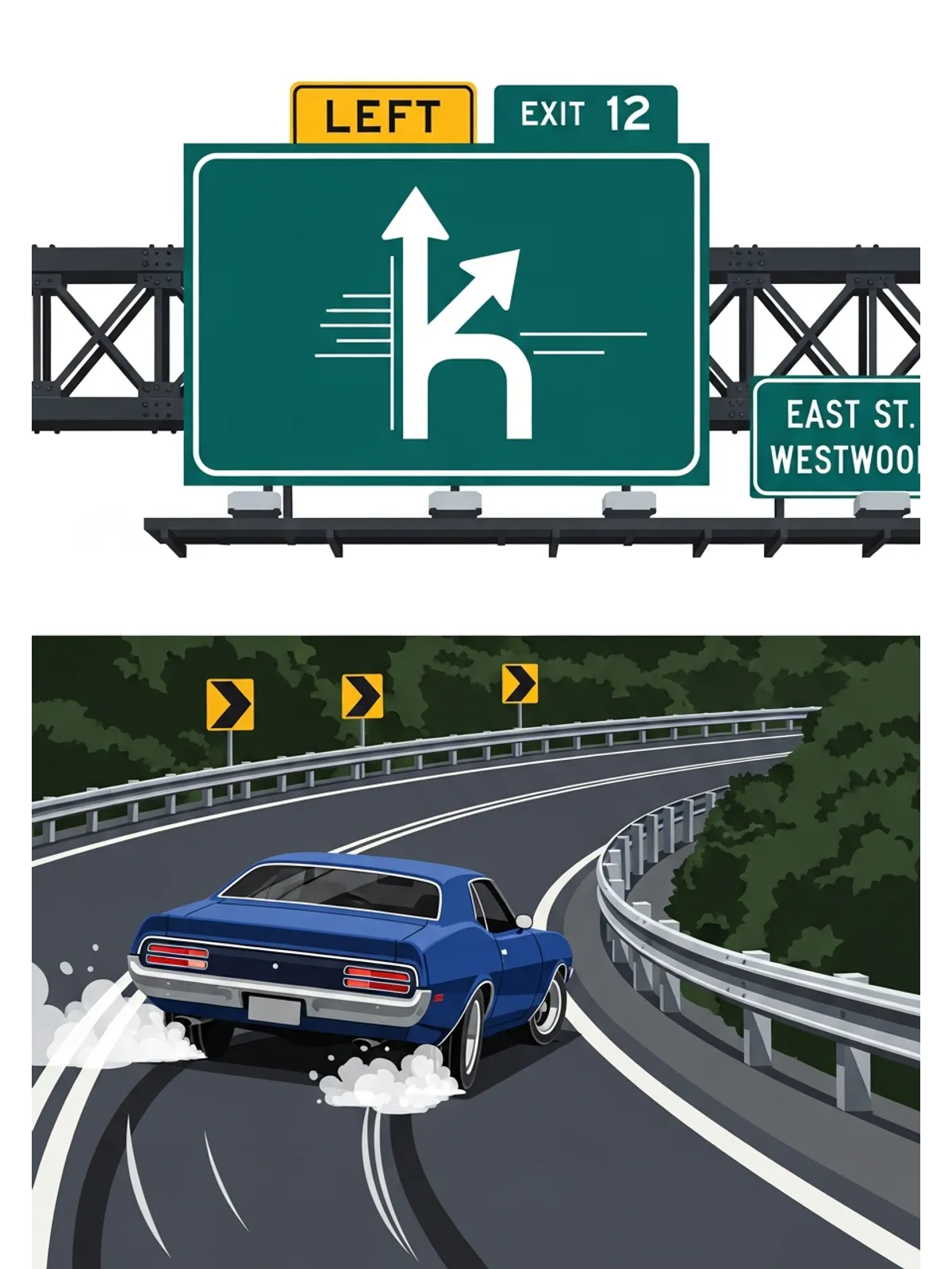 Left Exit 12 Off Ramp T-Shirt Graphic Print Artwork Detail