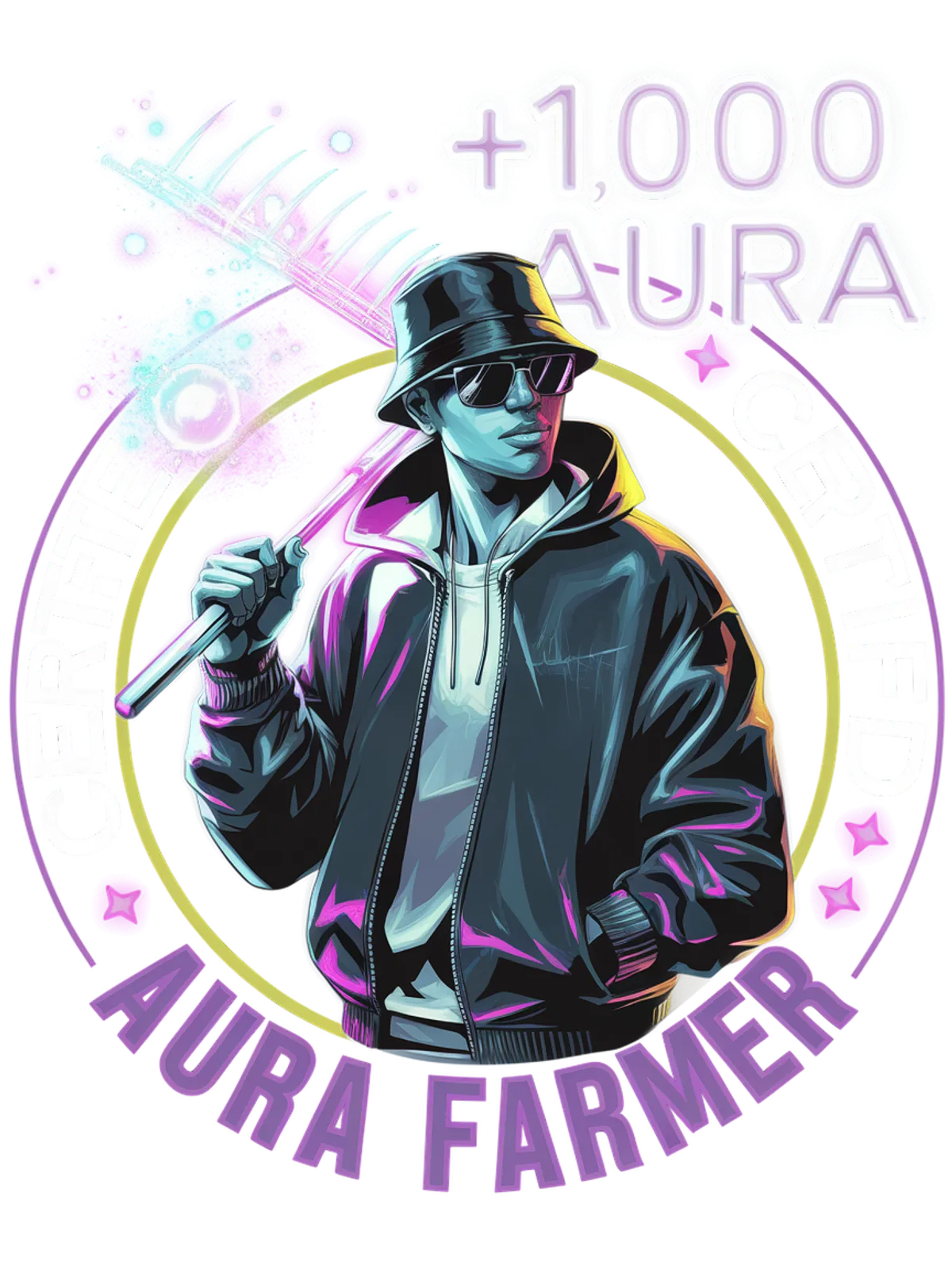 Certified Aura Farmer Graphic Tee Graphic Print Artwork Detail