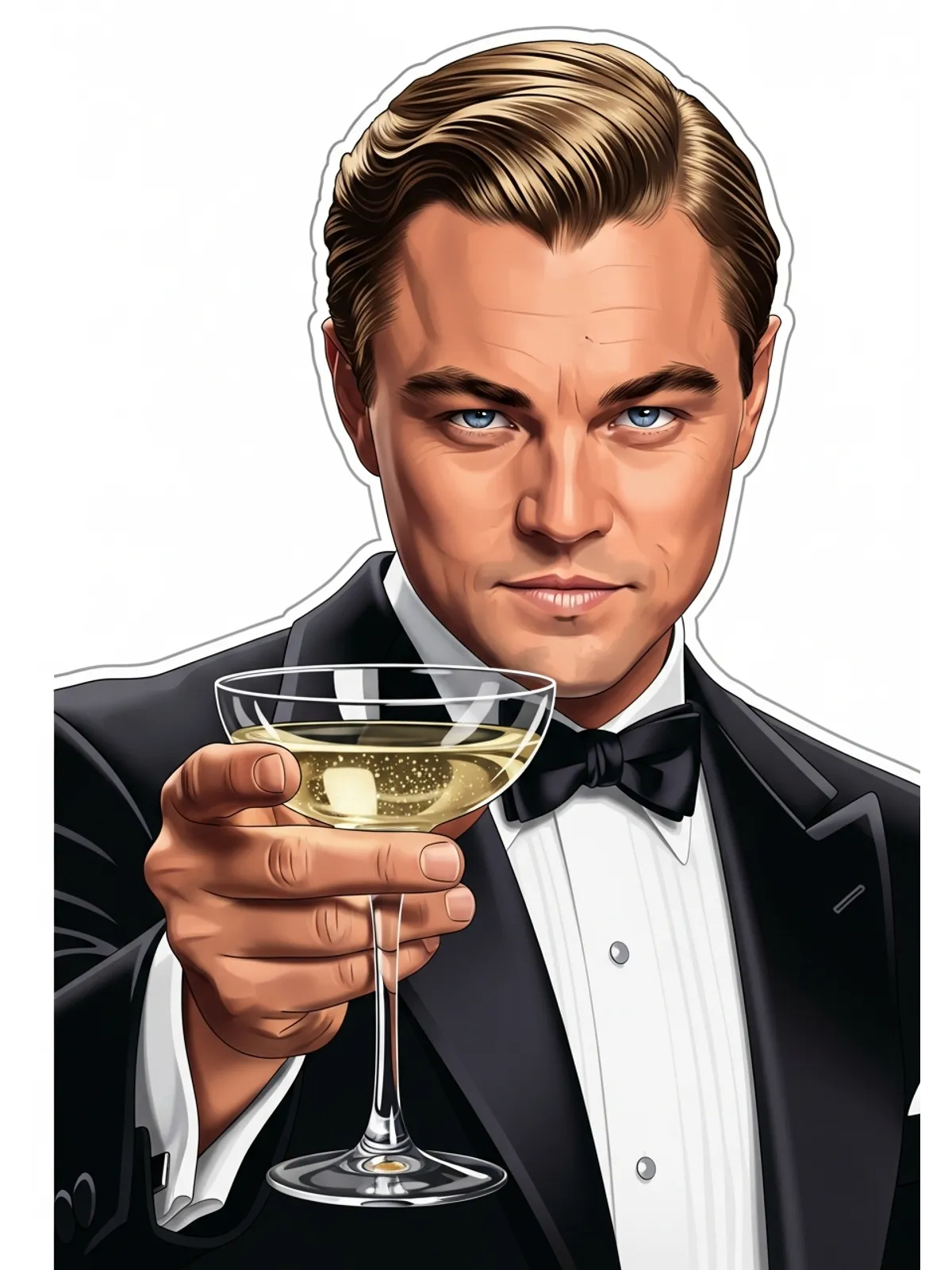 Leonardo DiCaprio Cheers Graphic Print Artwork Detail