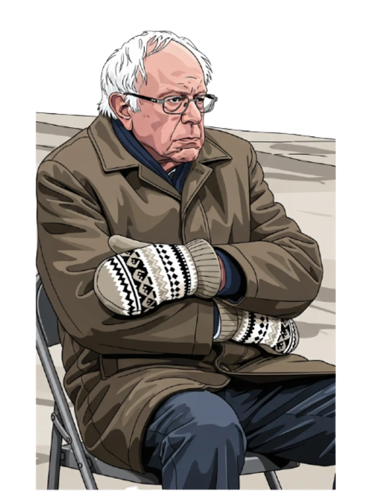 Bernie's Mitten Mood: Ready for Business Hoodie Graphic Print Artwork Detail