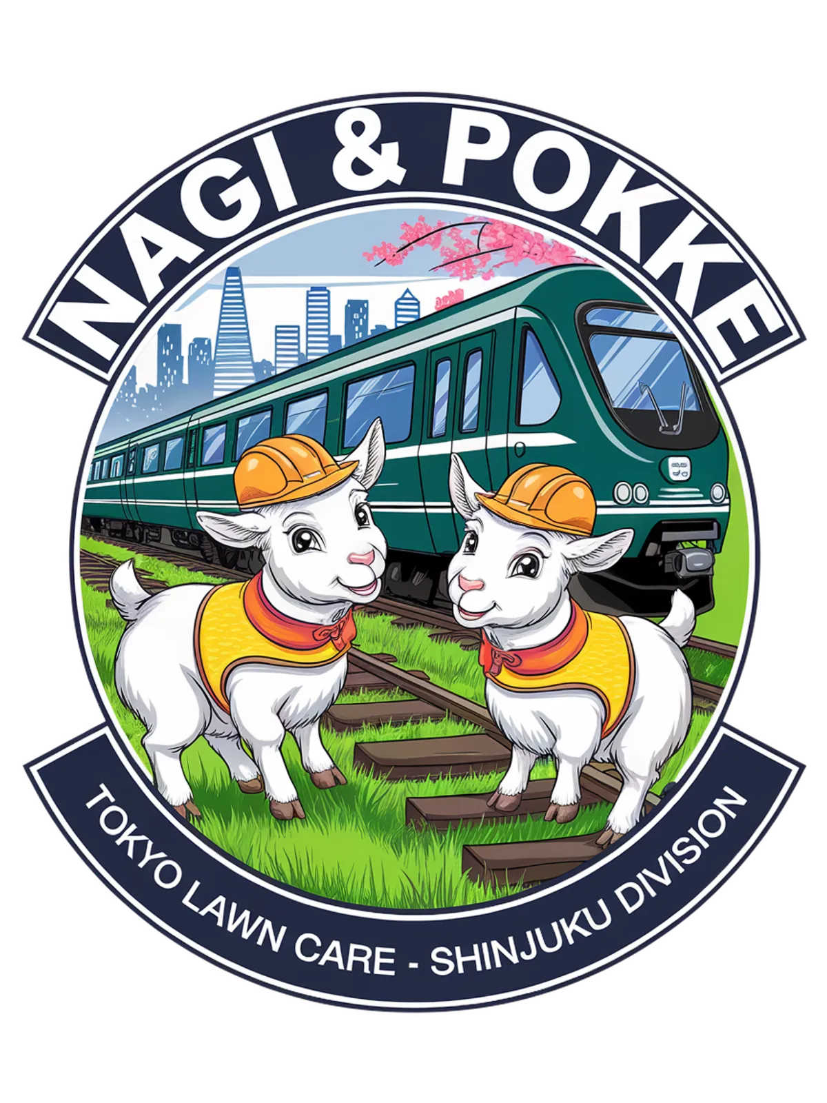 Nagi & Pokke Tokyo Lawn Care Tee Graphic Print Artwork Detail