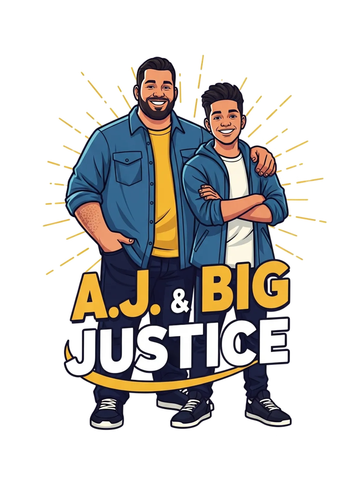 A.J. & Big Justice: Viral Legends Hoodie Graphic Print Artwork Detail