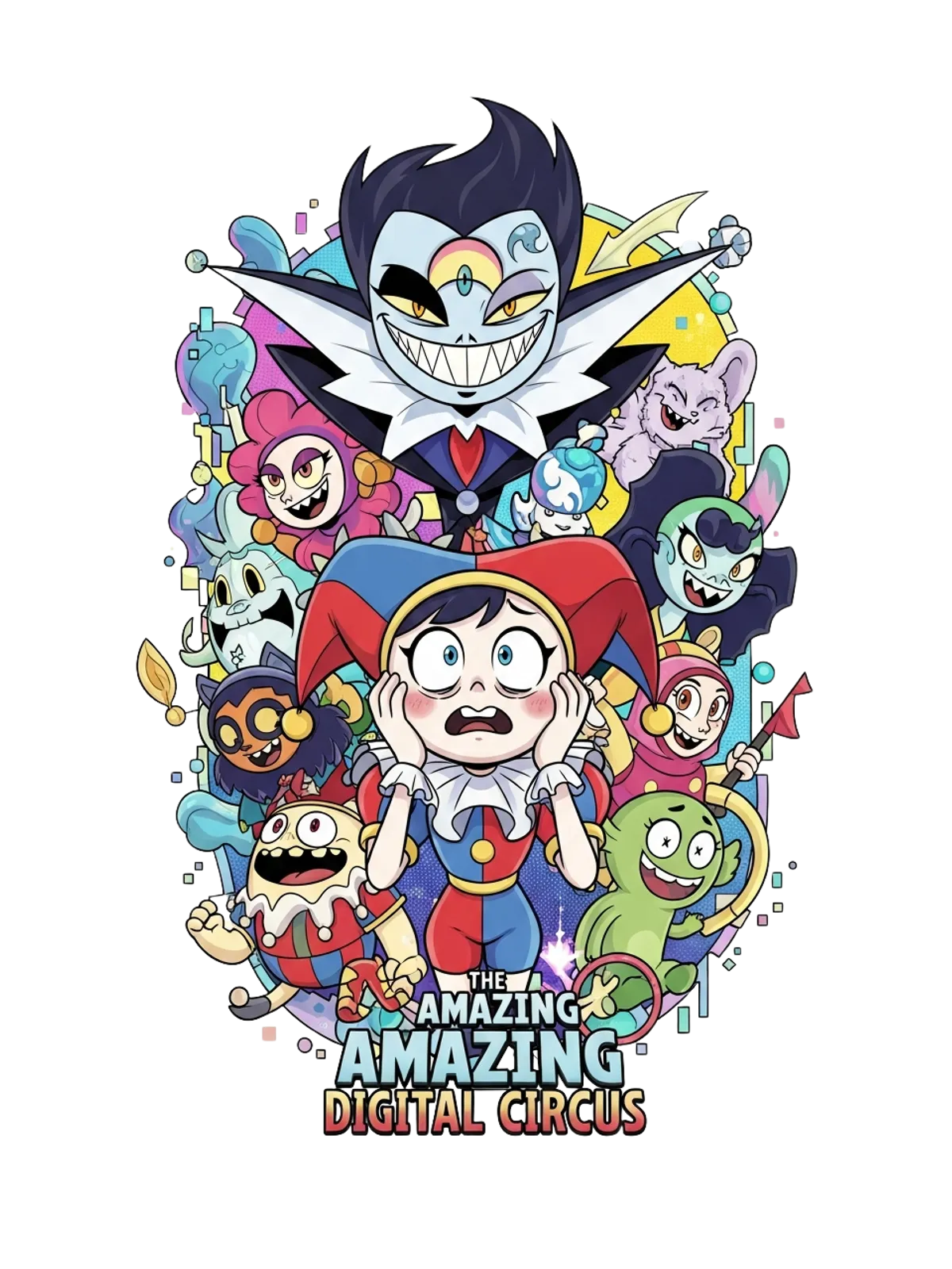Amazing Digital Circus Meme T-Shirt Graphic Print Artwork Detail