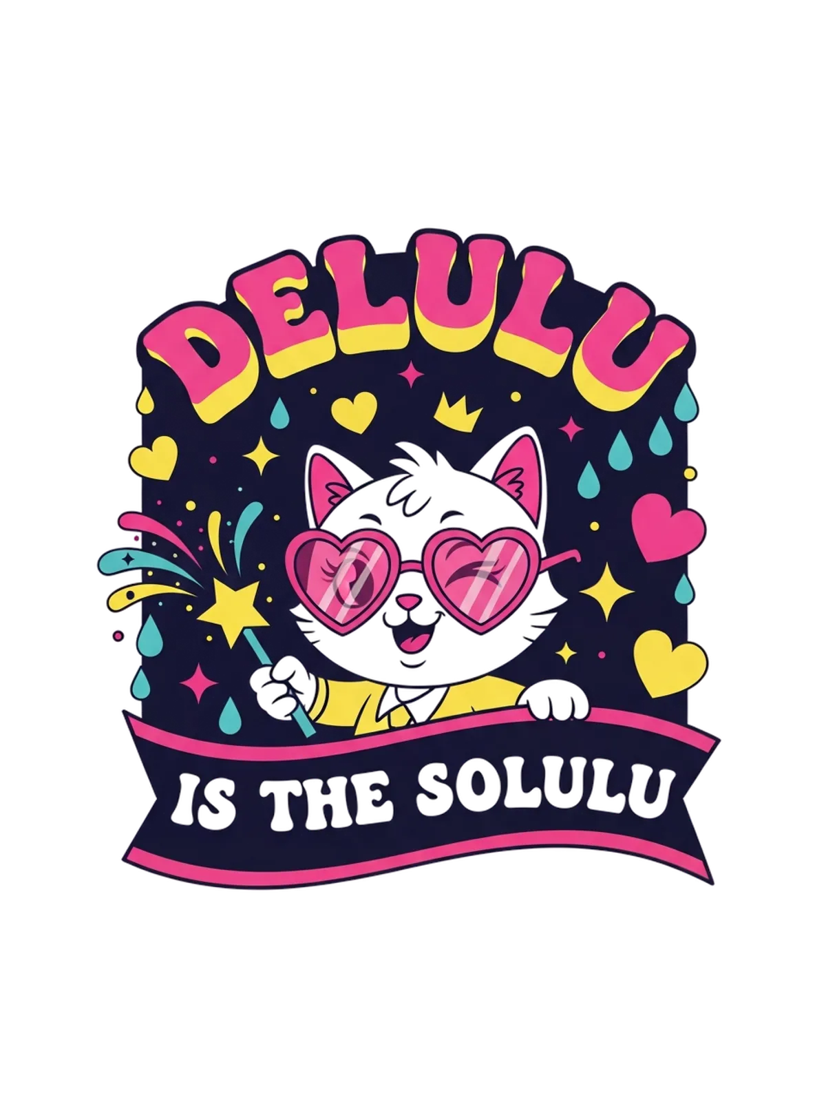 Delulu Is The Solulu Meme T-Shirt Graphic Print Artwork Detail