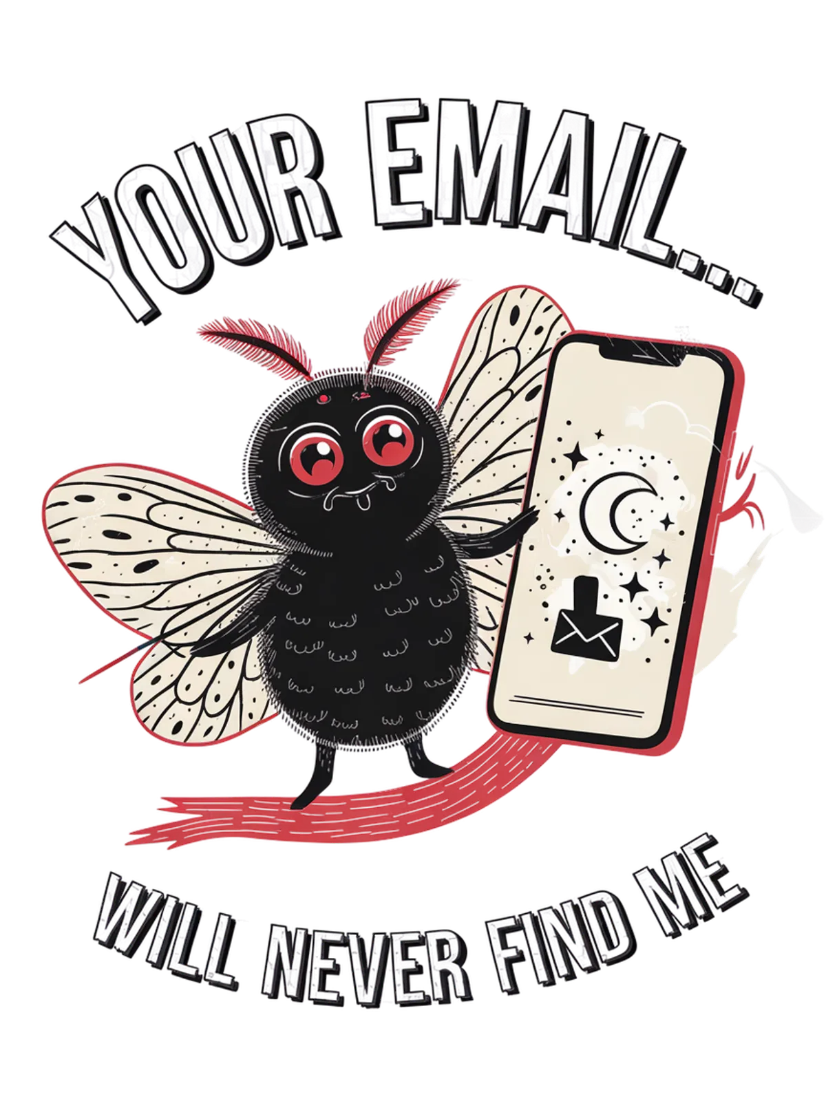 Mothman Your Email Will Never Find Me Tee Graphic Print Artwork Detail