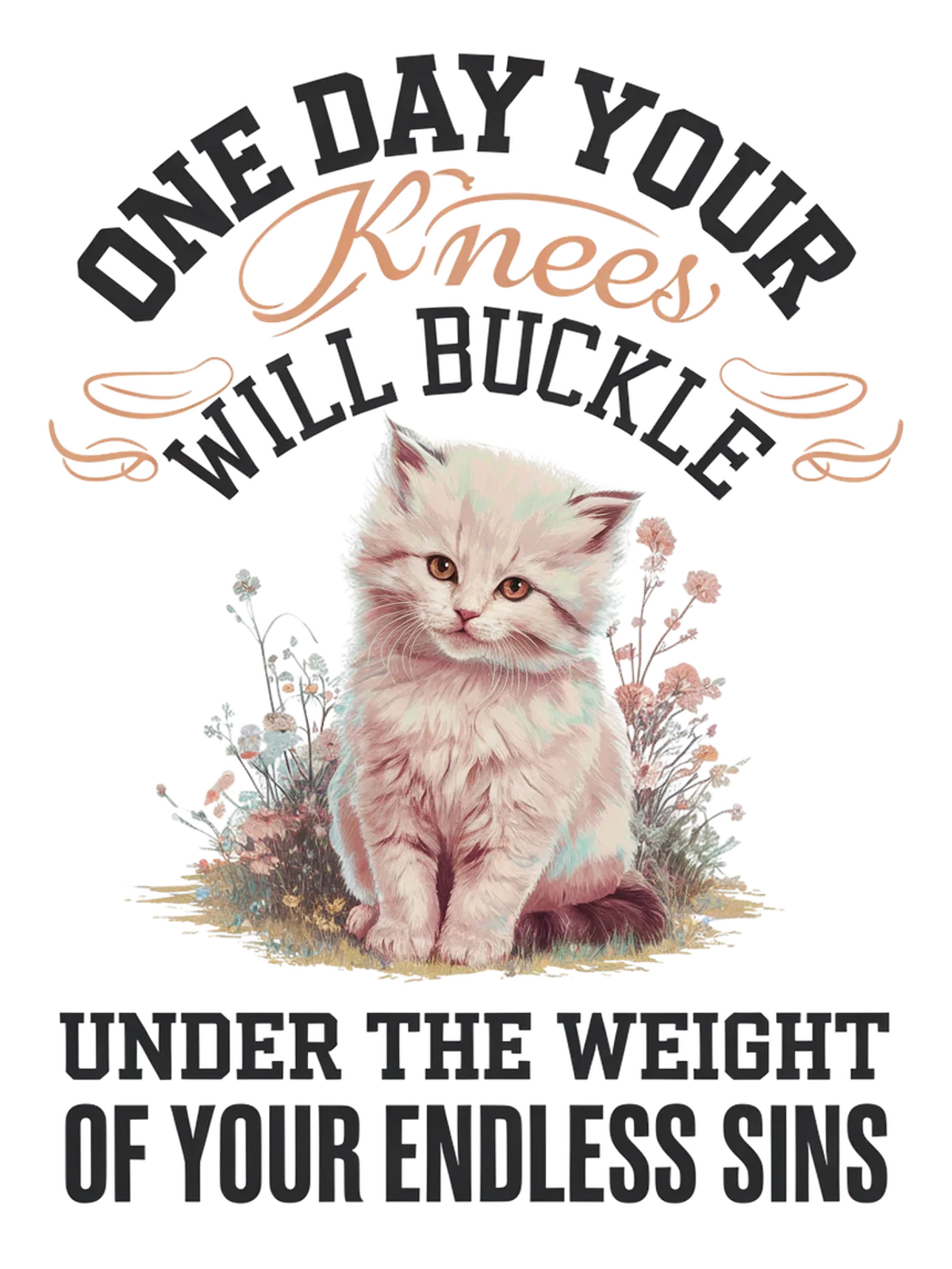 Endless Sins Cute Kitten Graphic Tee Graphic Print Artwork Detail