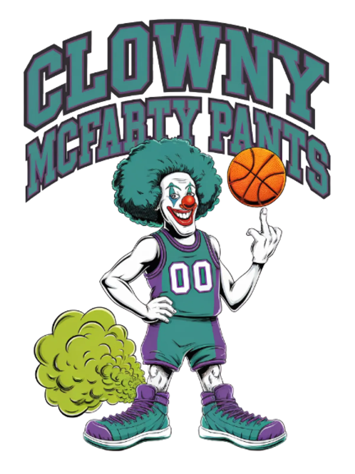 Clowny McFarty Pants Basketball Tee Graphic Print Artwork Detail
