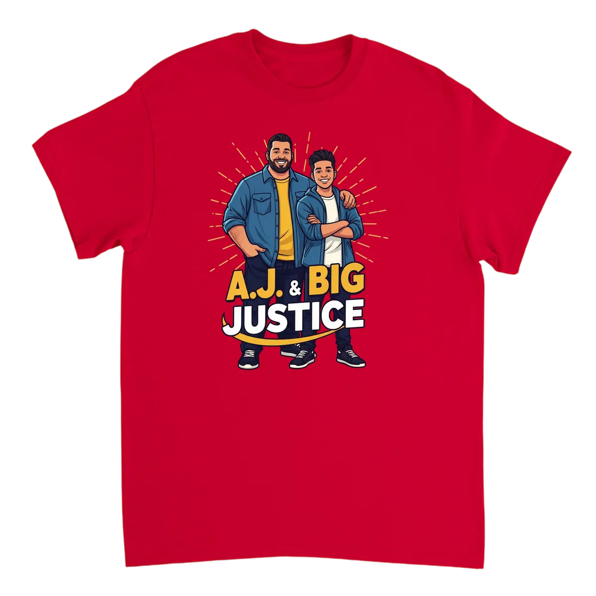 A.J. & Big Justice: Costco Guys Meme Tee T-Shirts - Red