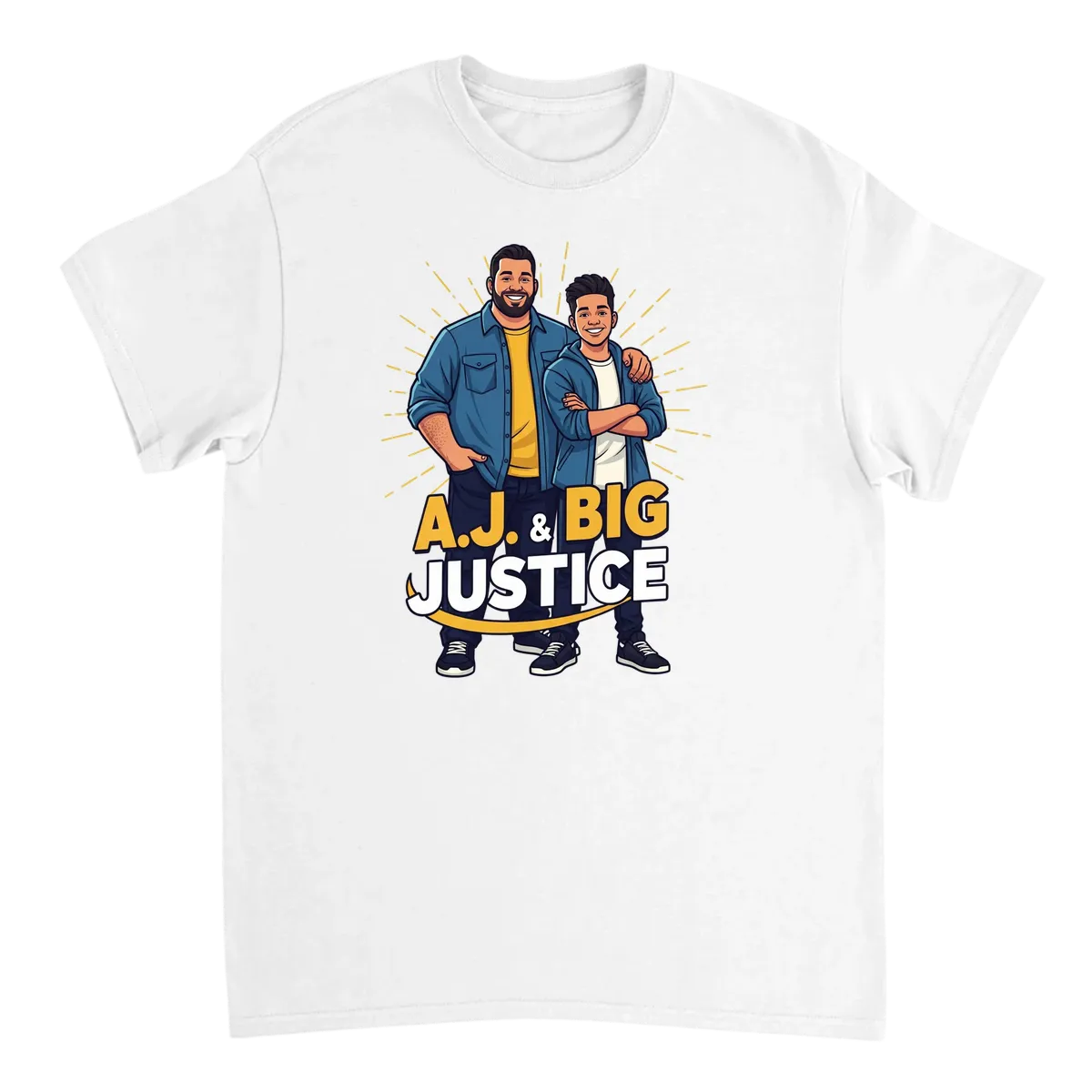 A.J. & Big Justice: Costco Guys Meme Tee T-Shirts - White
