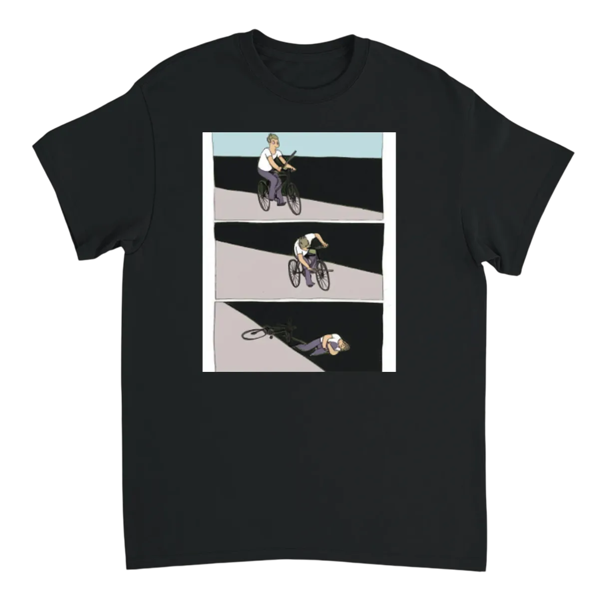 Bike Fall (Stick Figure) White T-Shirts Photo 3