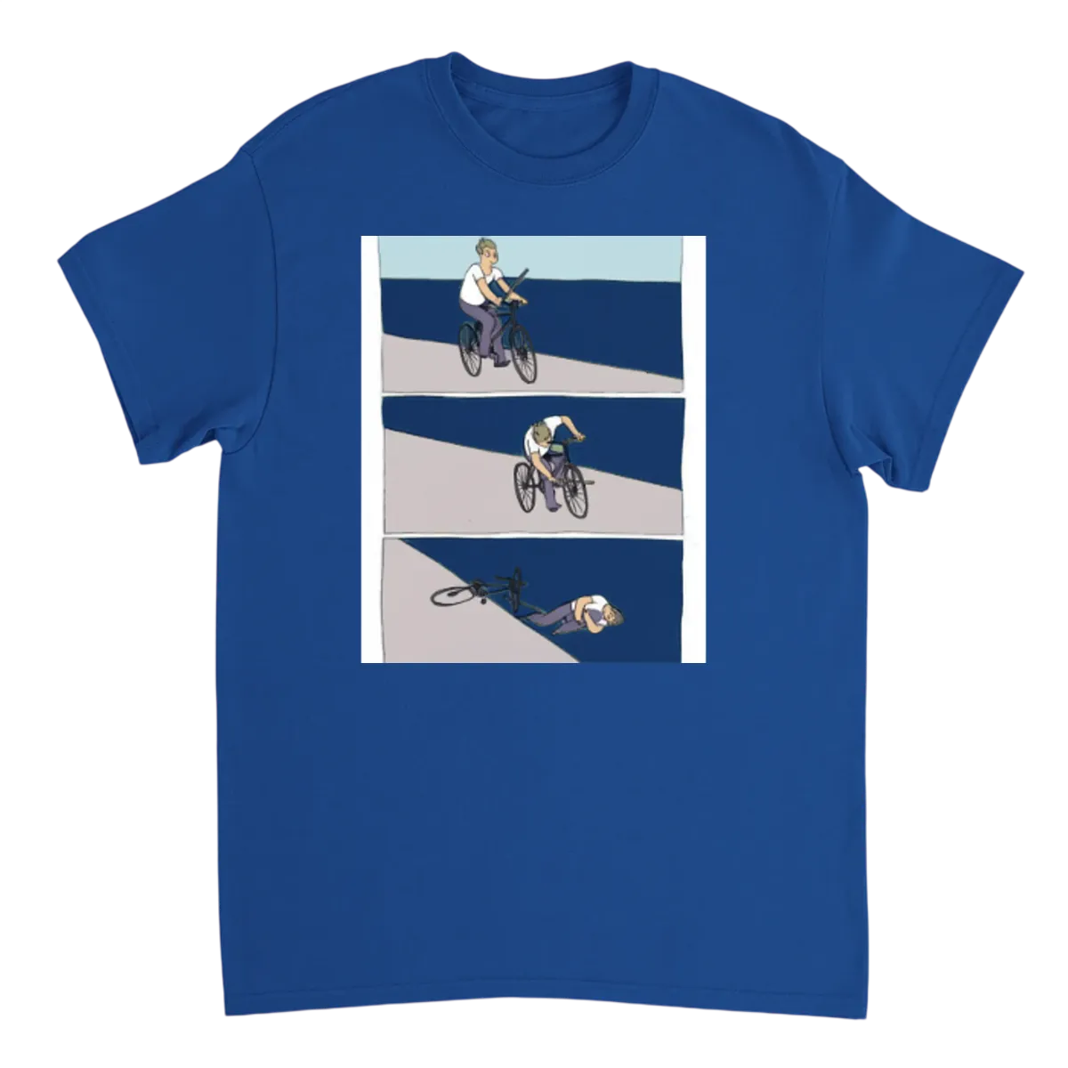 Bike Fall (Stick Figure) White T-Shirts Photo 5