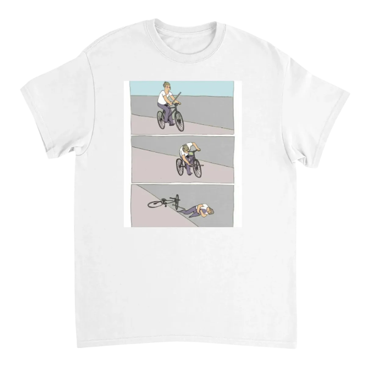 Bike Fall (Stick Figure) White T-Shirts Photo 2