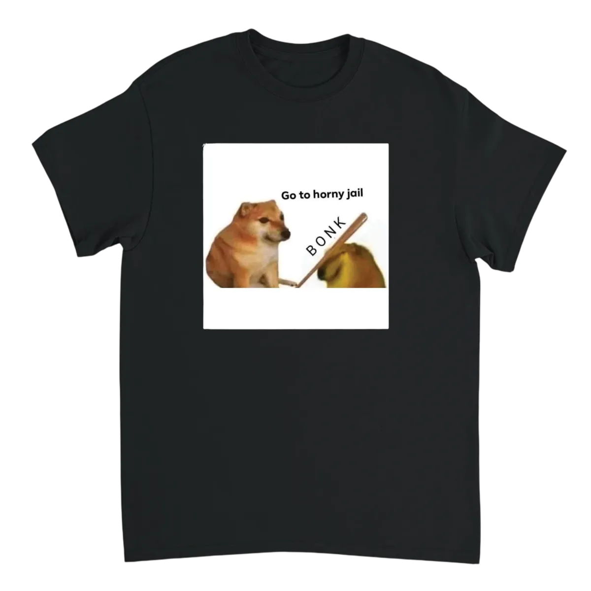 Bonk! Go To Horny Jail Meme T-Shirt Black T-Shirts Photo 2