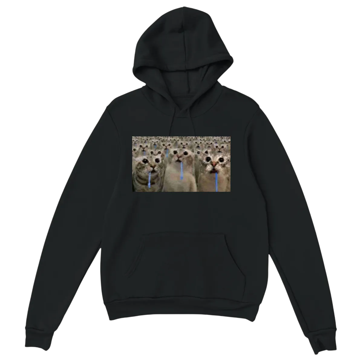 Brain AFK Drooling Cat Hoodie Hoodies - Black