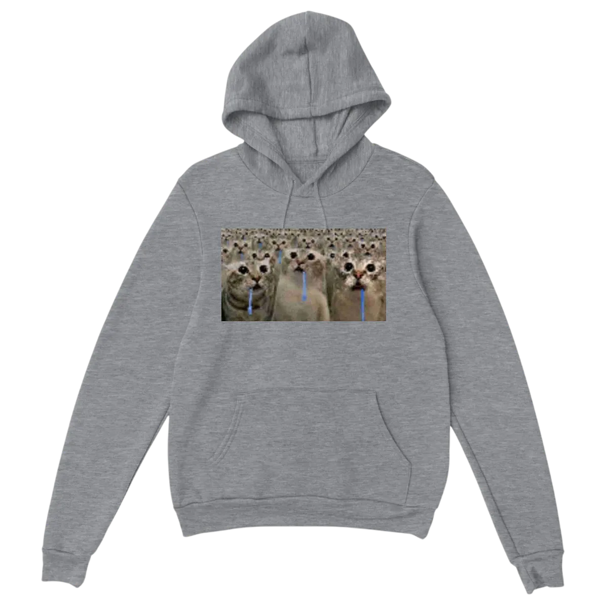 Brain AFK Drooling Cat Hoodie Hoodies - Grey