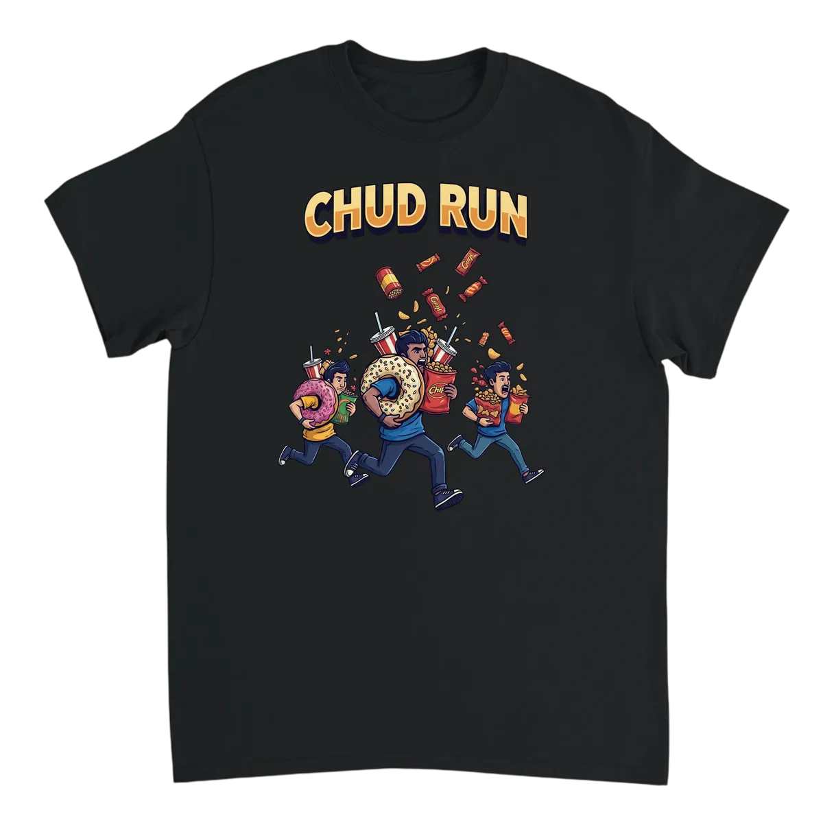 Chud Run Meme T-Shirt: Epic Snack Quest White T-Shirts Photo 3