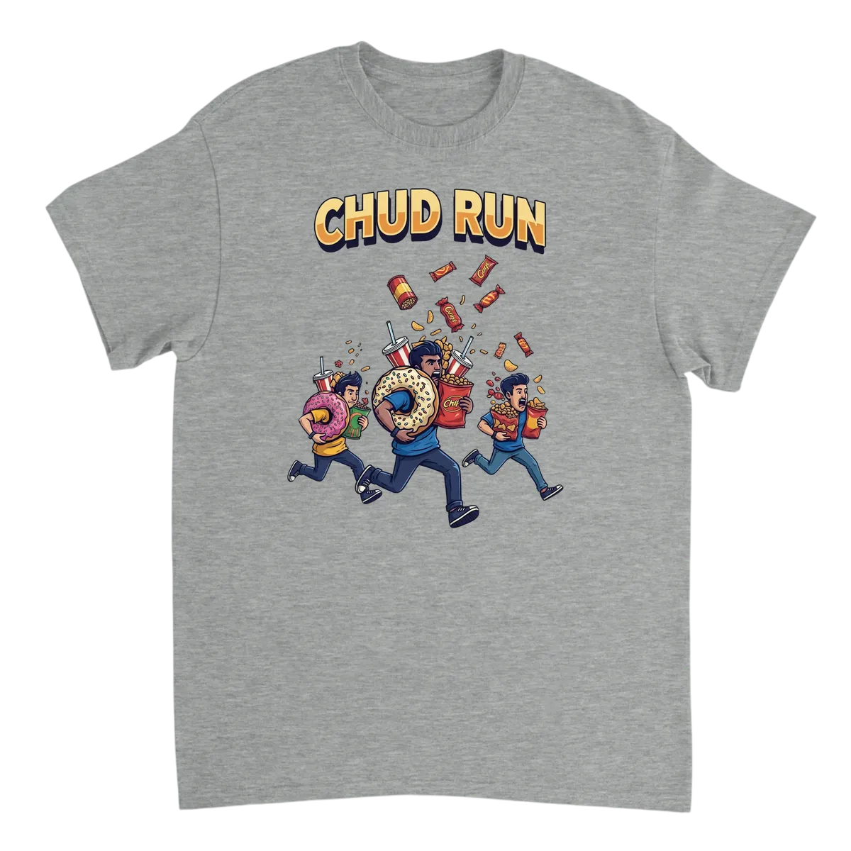 Chud Run Meme T-Shirt: Epic Snack Quest - White T-Shirts (ZeitZwag Streetwear)