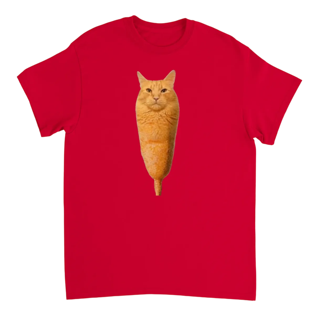 Corn Dog Cat Brainrot Meme Tee T-Shirts - Red