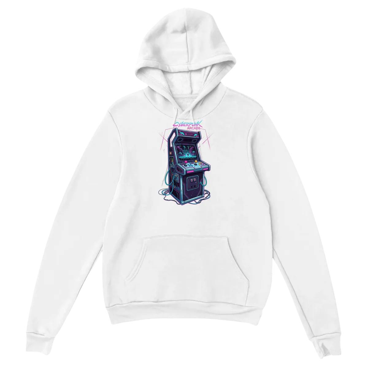 Cyberpunk Arcade Dreamer Hoodie - White Hoodies (ZeitZwag Streetwear)