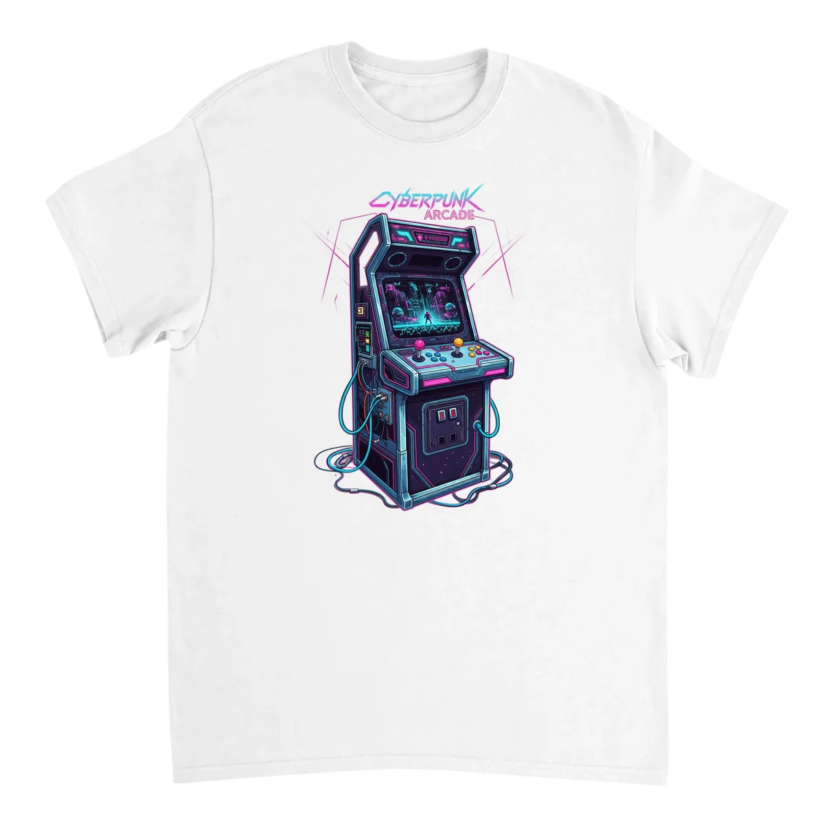 Cyberpunk Arcade Tee | Pixel Dreams White T-Shirts Photo 2