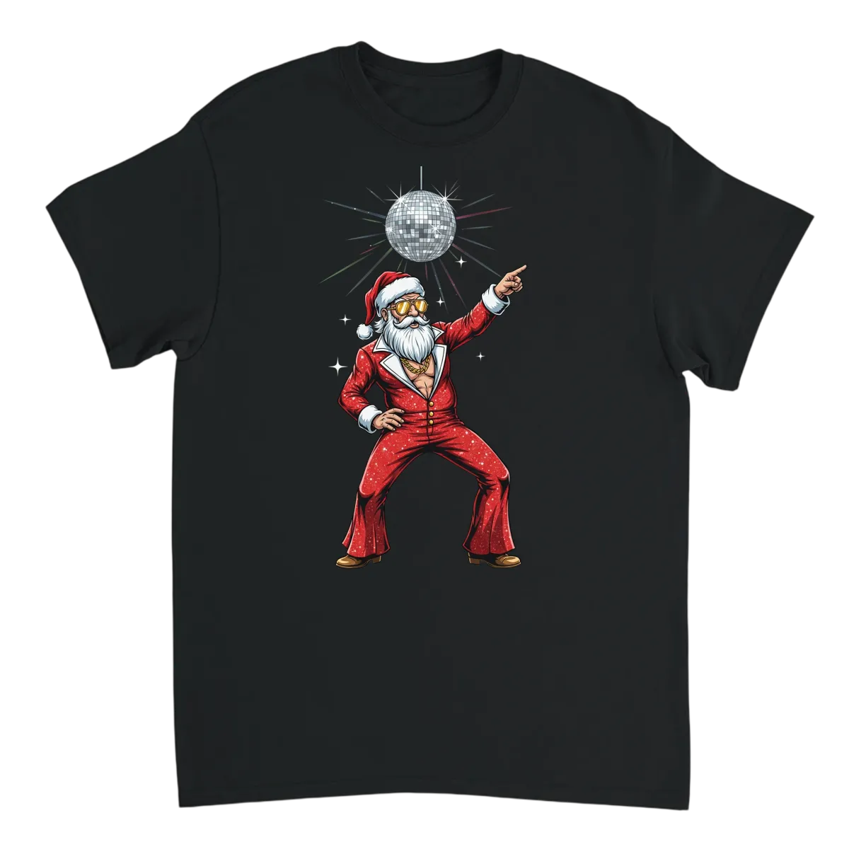 Disco Santa Claus Meme Graphic T-Shirt White T-Shirts Photo 3