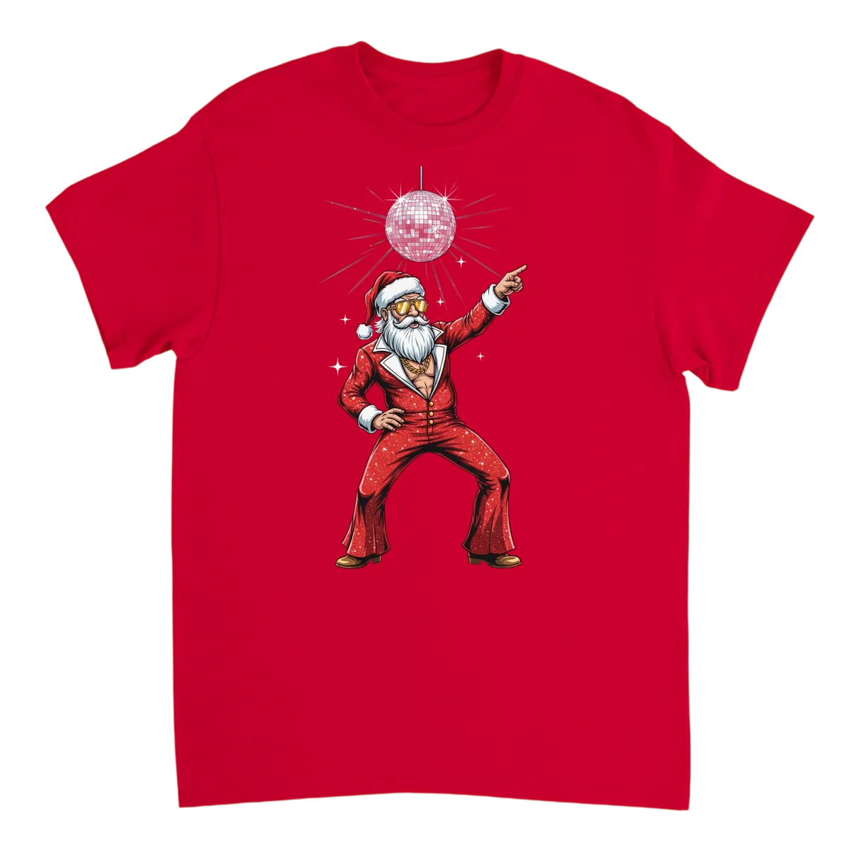 Disco Santa Claus Meme Graphic T-Shirt T-Shirts - Red