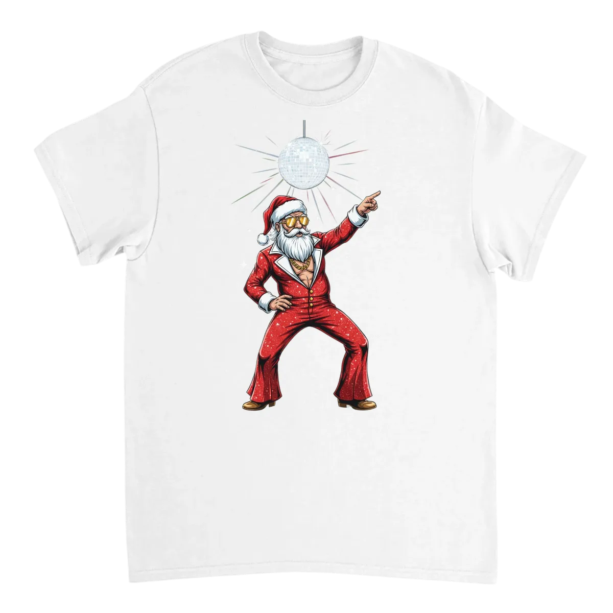Disco Santa Claus Meme Graphic T-Shirt T-Shirts - White