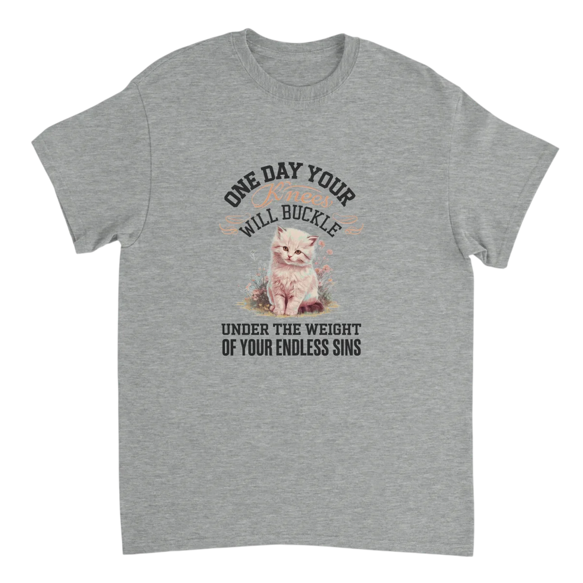 Endless Sins Cute Kitten Graphic Tee - White T-Shirts (ZeitZwag Streetwear)