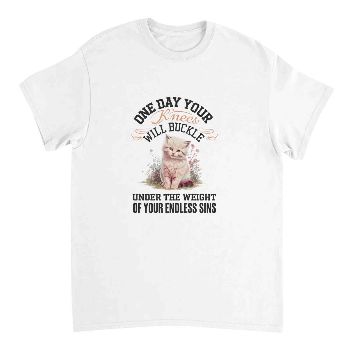 Endless Sins Cute Kitten Graphic Tee White T-Shirts Photo 2