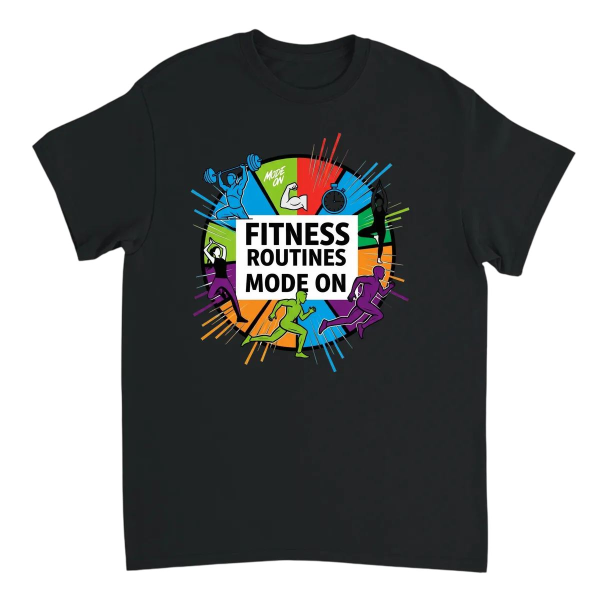 Fitness Routines Mode On Meme T-Shirt White T-Shirts Photo 3
