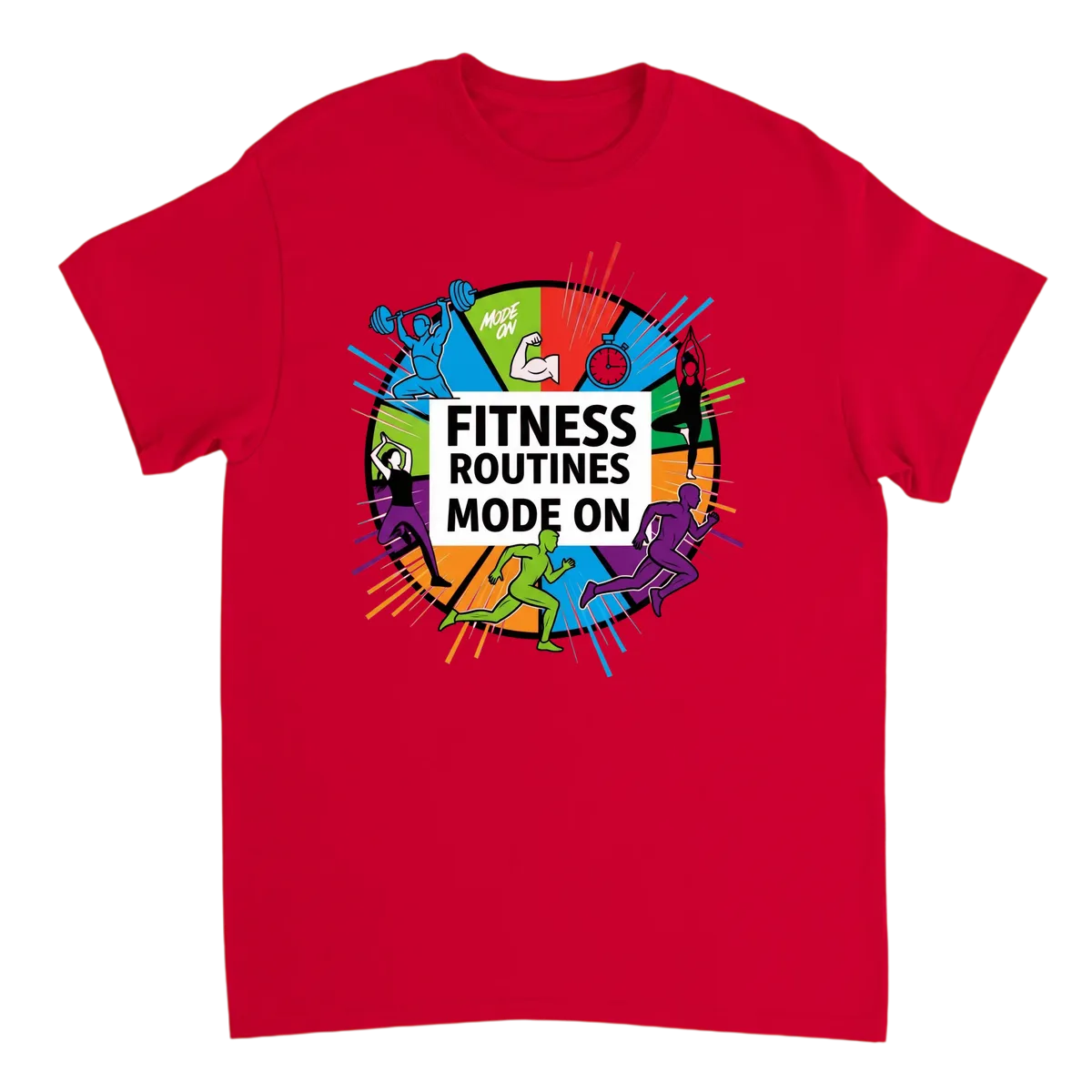 Fitness Routines Mode On Meme T-Shirt T-Shirts - Red