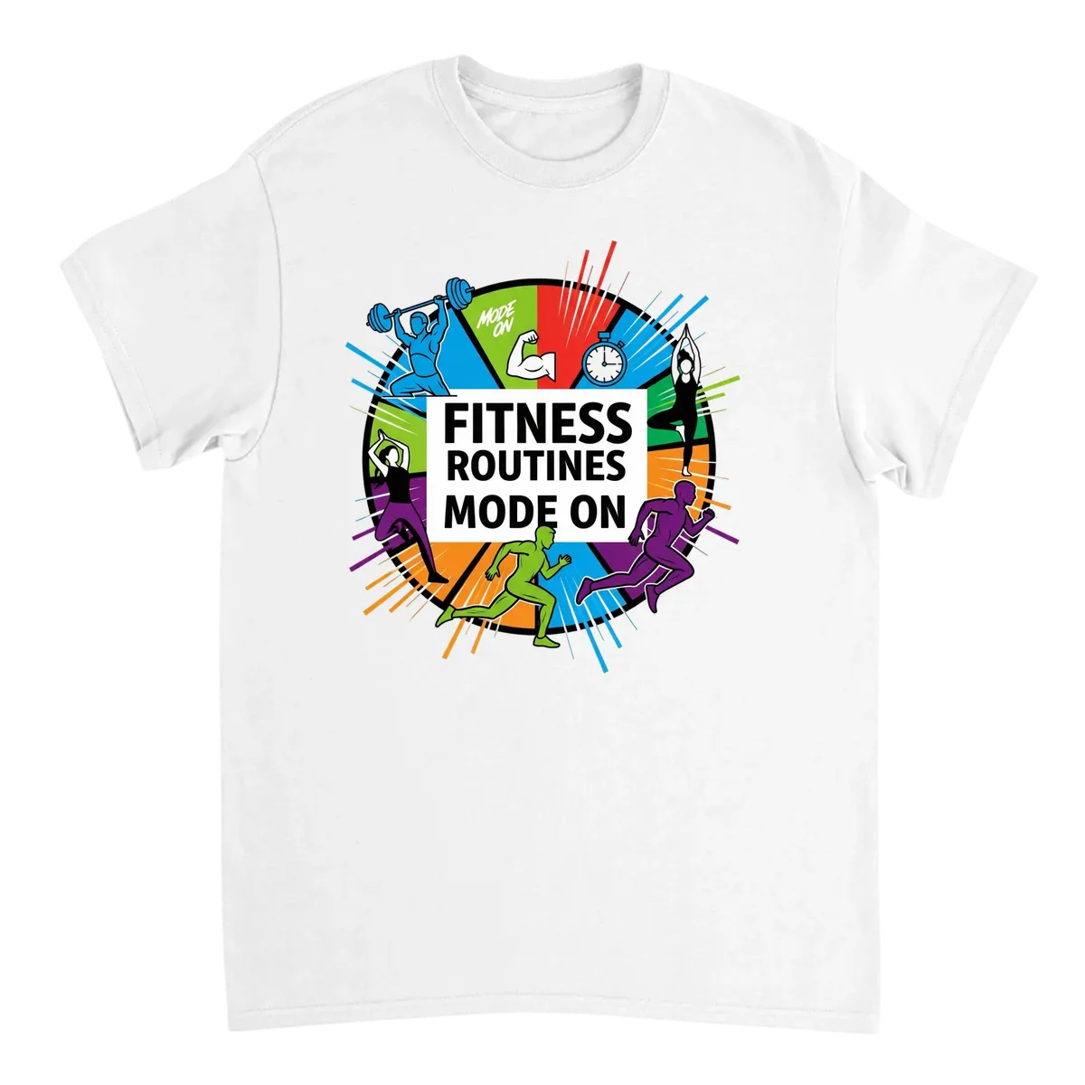 Fitness Routines Mode On Meme T-Shirt White T-Shirts Photo 2