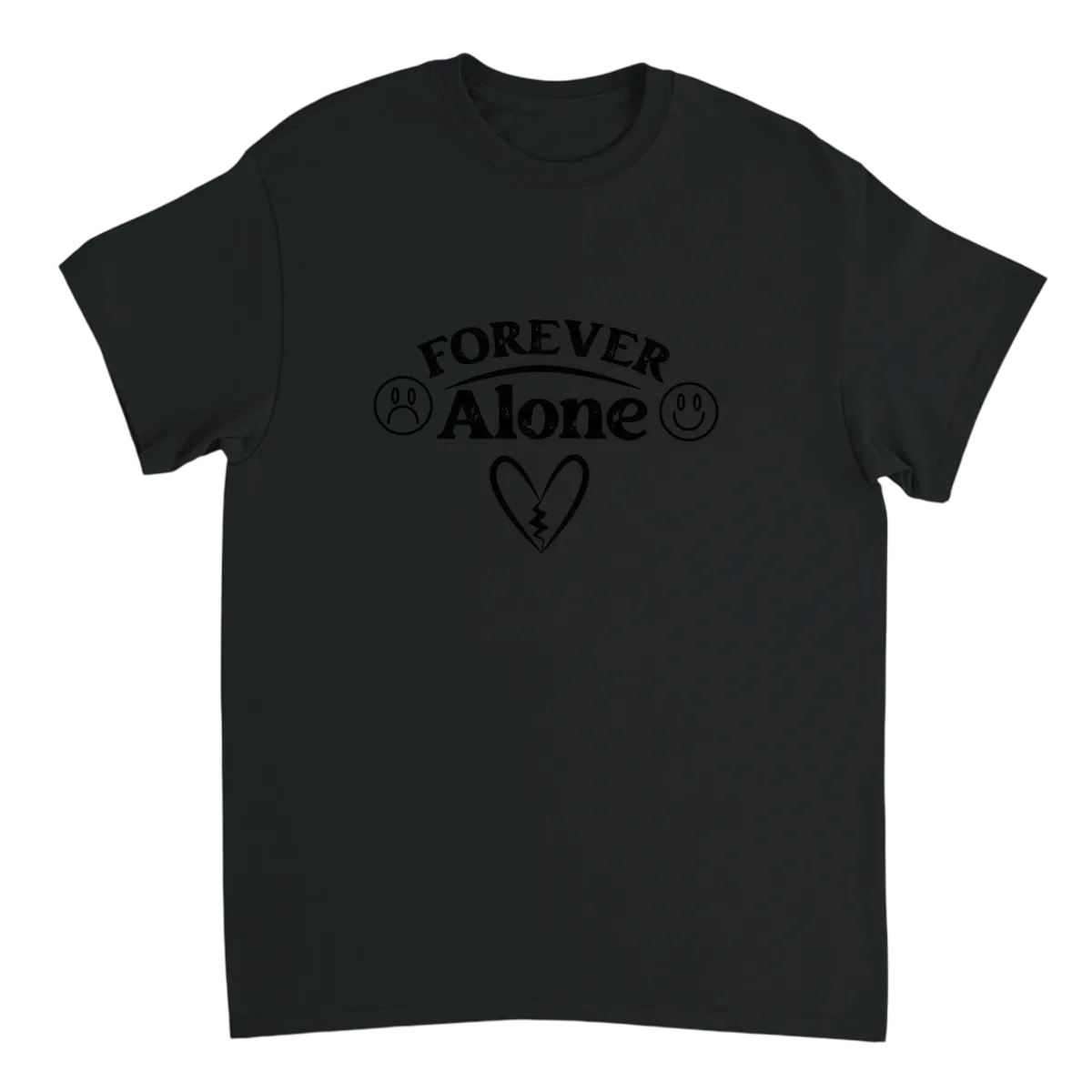 Forever Alone Forever Box Meme Tee Black T-Shirts Photo 2