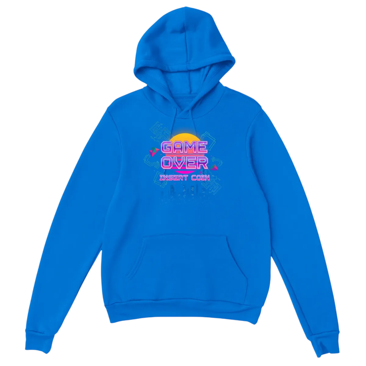 GAME OVER Insert Coin Retro Cyberpunk Hoodie - White Hoodies (ZeitZwag Streetwear)