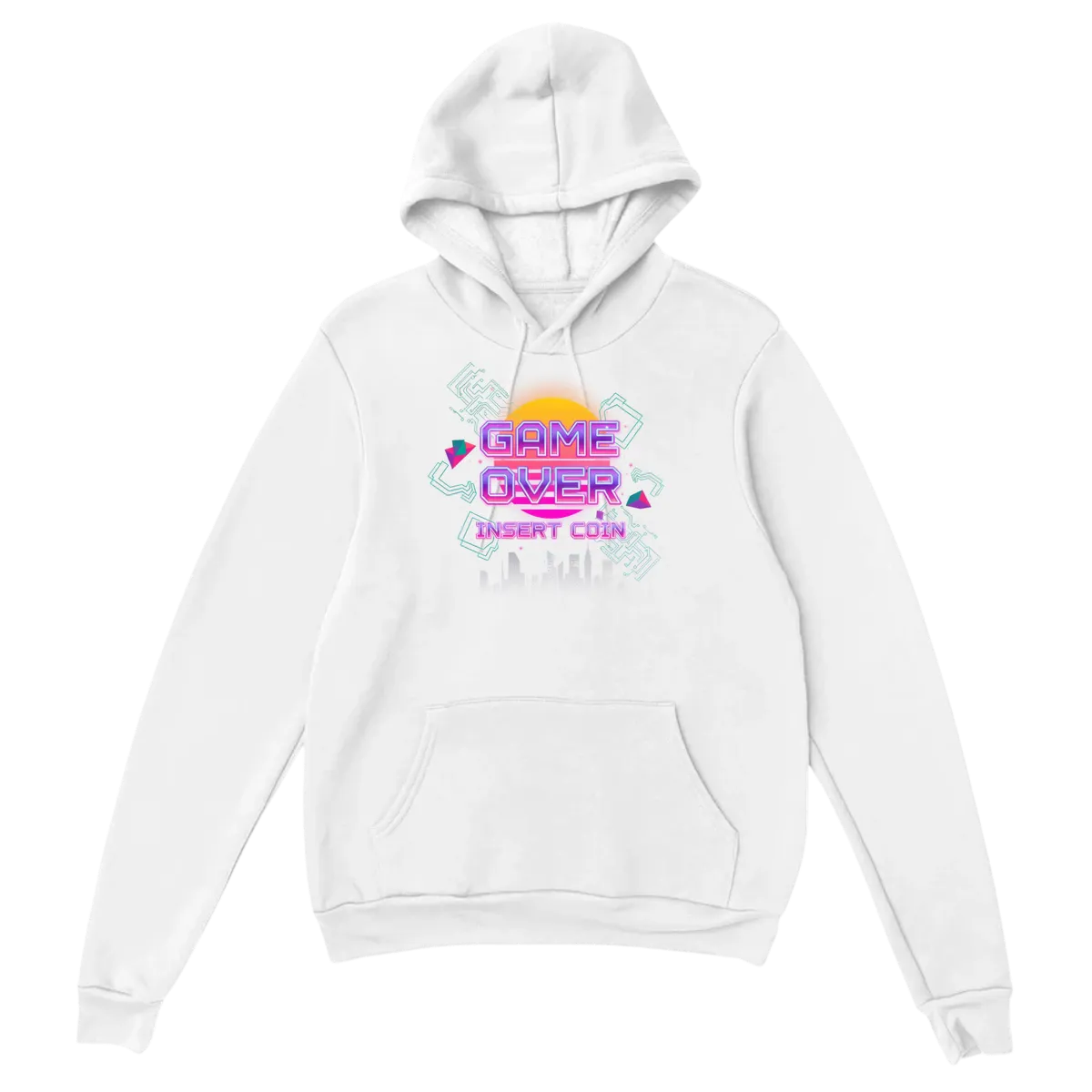 GAME OVER Insert Coin Retro Cyberpunk Hoodie White Hoodies Photo 2
