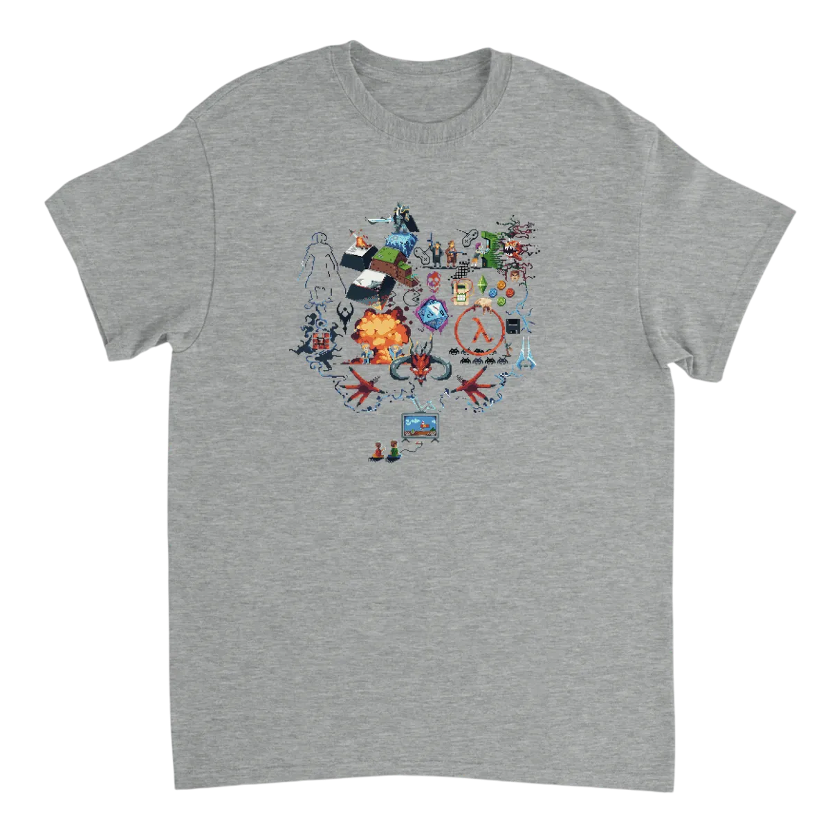 Games History: Level Up Meme T-Shirt T-Shirts - Grey