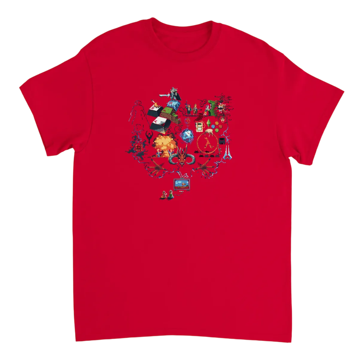 Games History: Level Up Meme T-Shirt T-Shirts - Red
