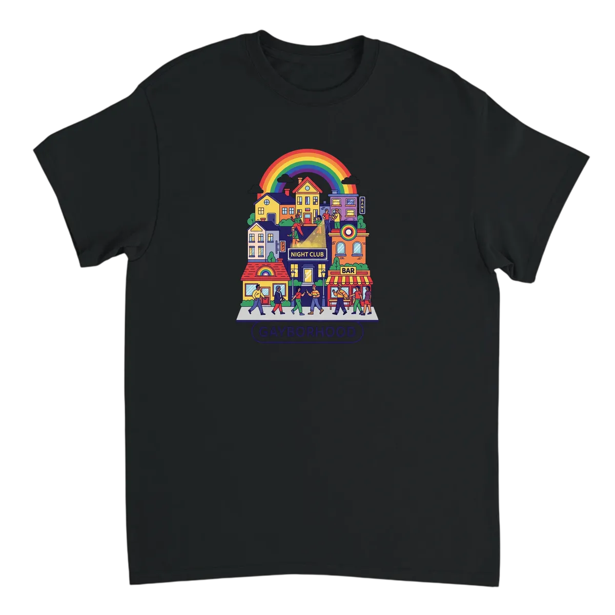 Gayborhood Tee: Welcome Home & Celebrate! T-Shirts - Black
