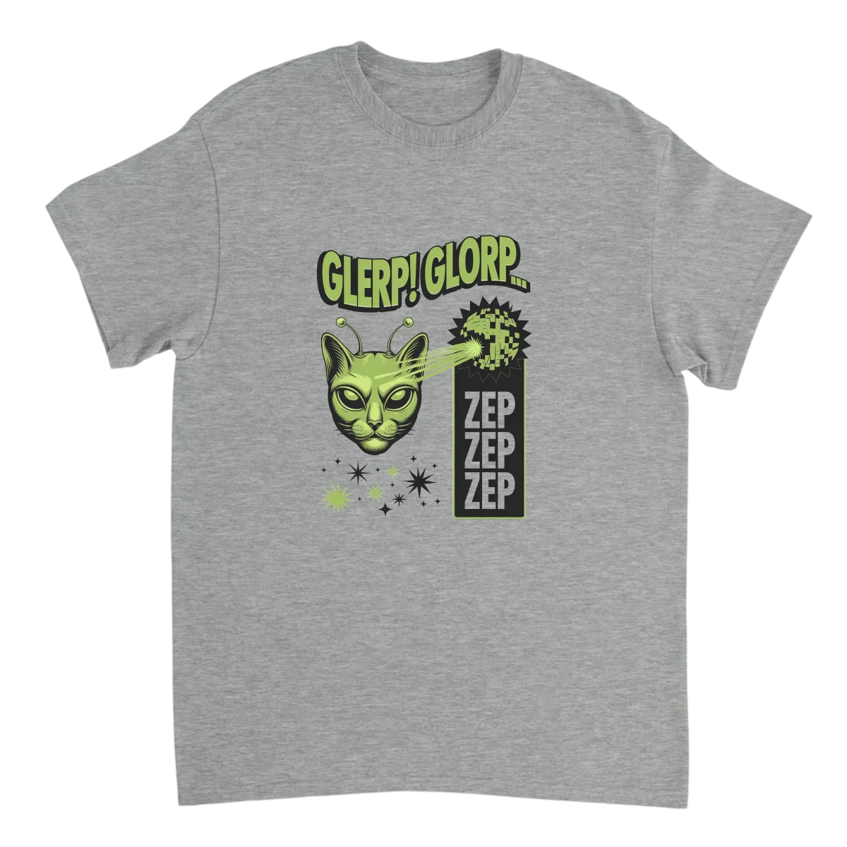 Glerp Glorp Alien Cat Sci-Fi Meme Tee White T-Shirts Photo 4