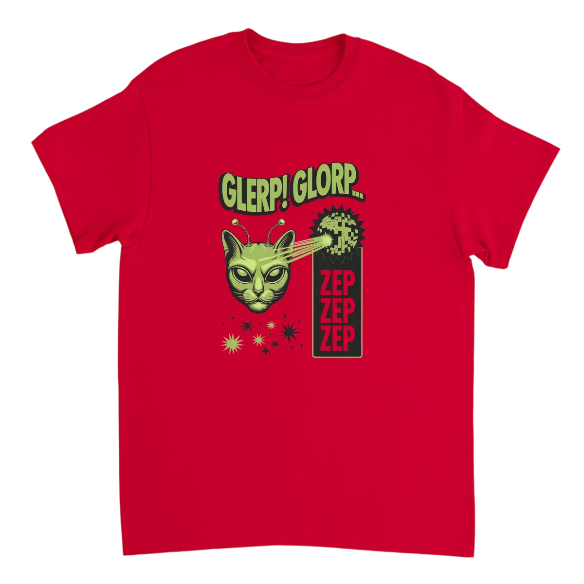 Glerp Glorp Alien Cat Sci-Fi Meme Tee White T-Shirts Photo 5
