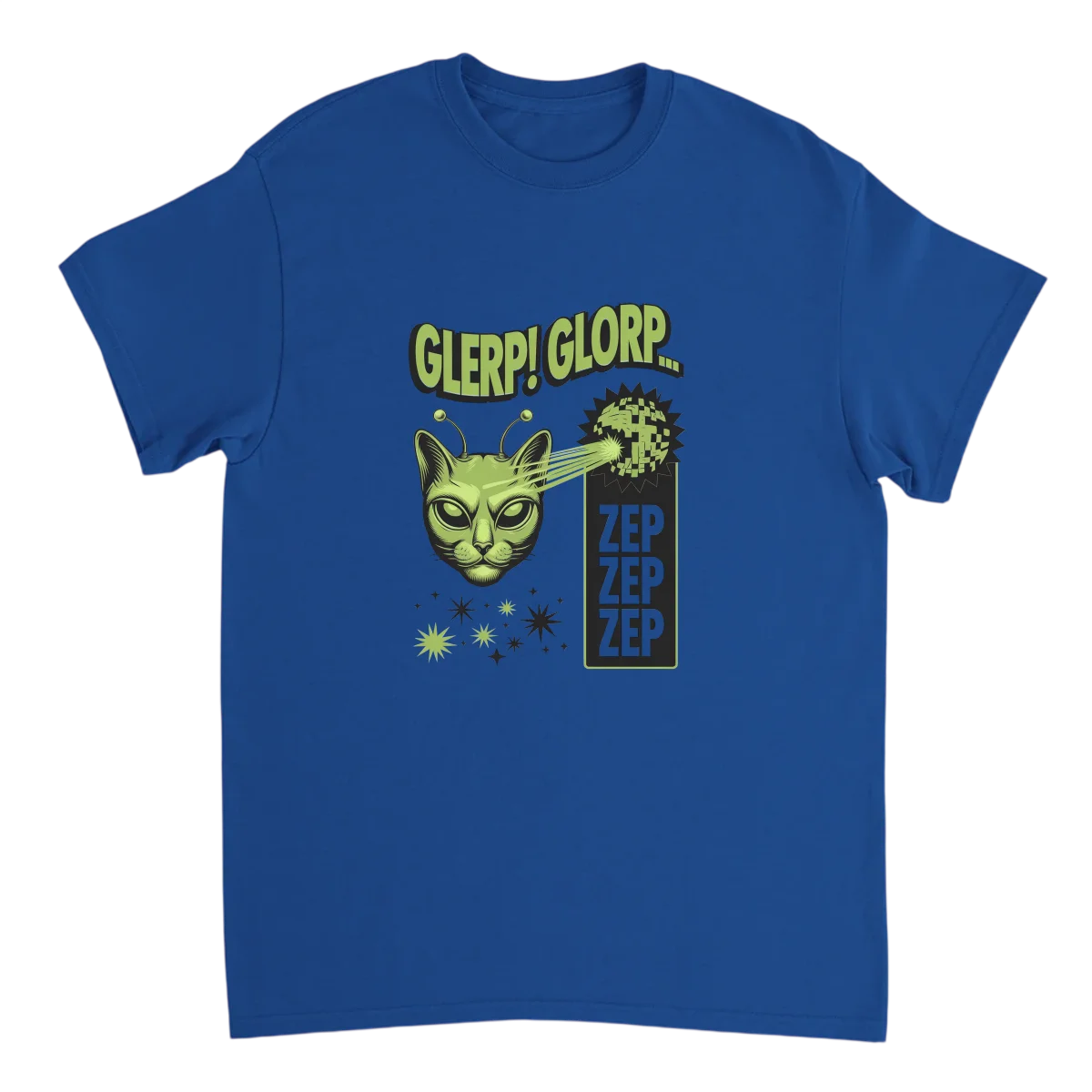 Glerp Glorp Alien Cat Sci-Fi Meme Tee T-Shirts - Royal
