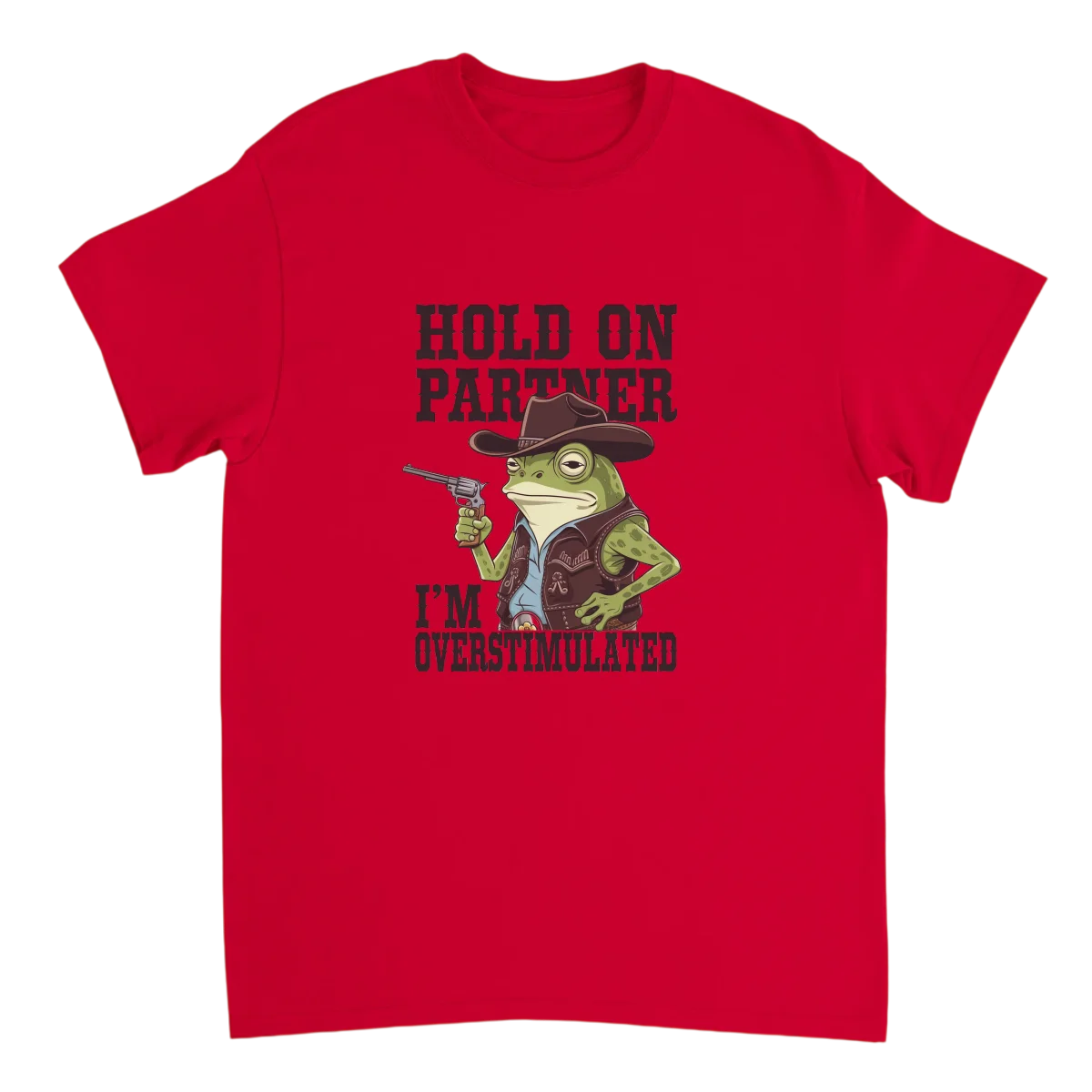 Hold On Partner Im Overstimulated Graphic T-Shirt - White T-Shirts (ZeitZwag Streetwear)
