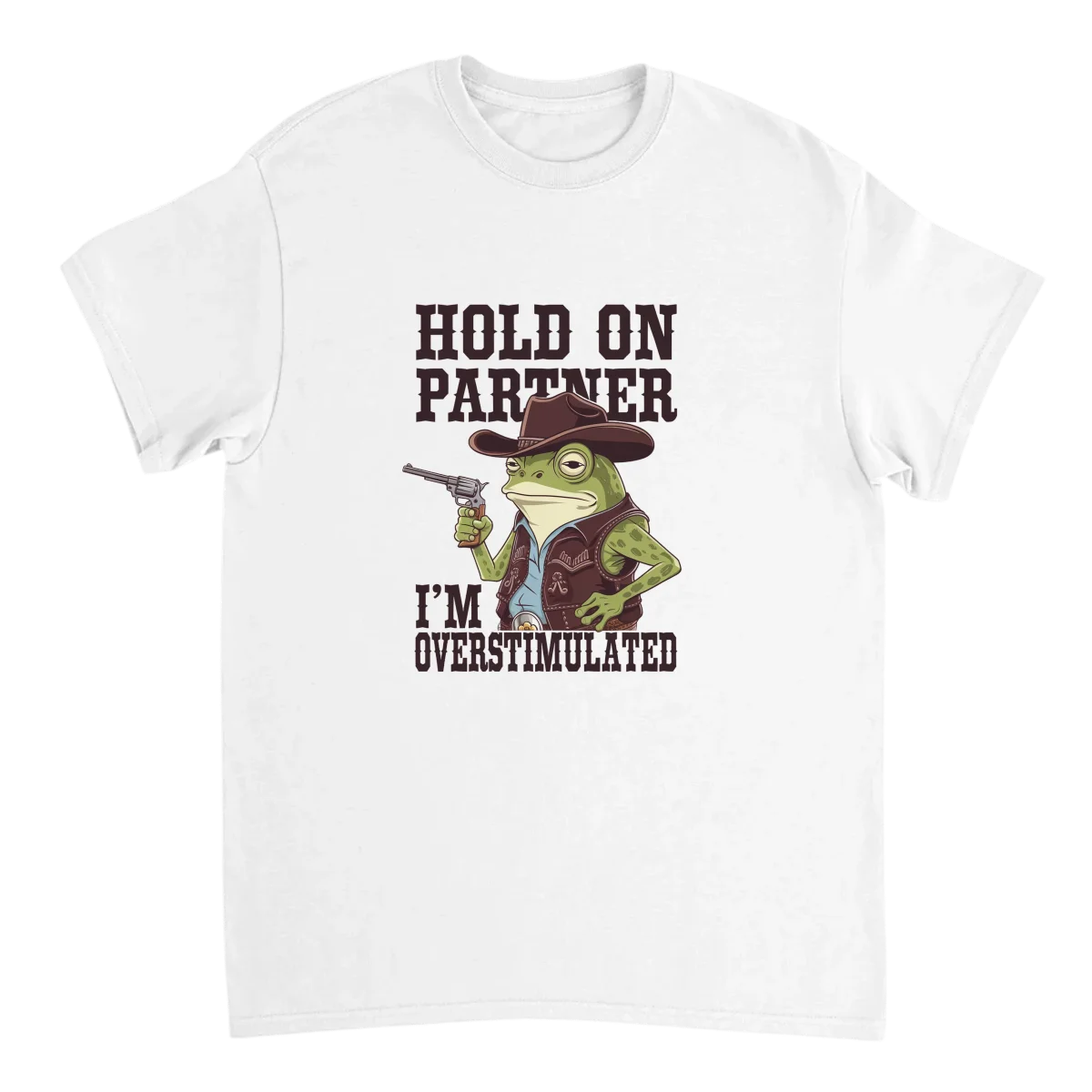 Hold On Partner Im Overstimulated Graphic T-Shirt White T-Shirts Photo 2