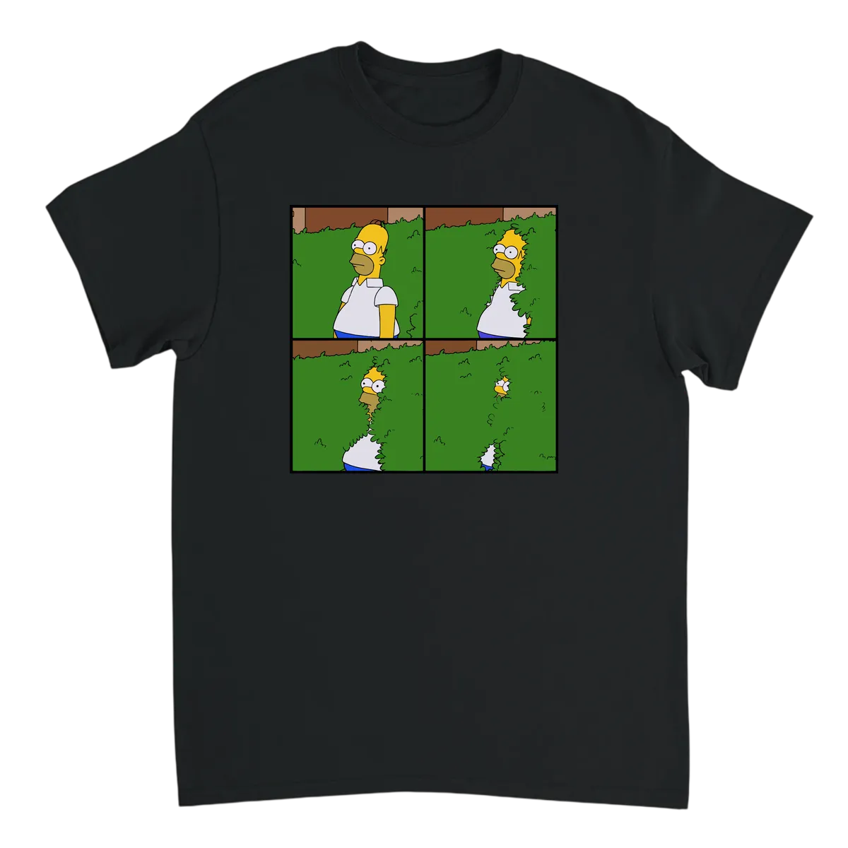 Homer in the Bushes T-Shirt Black T-Shirts Photo 2