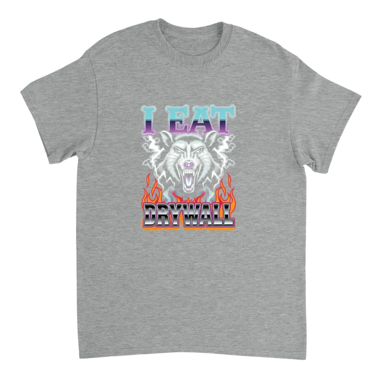 I Eat Drywall Possum Graphic T-Shirt T-Shirts - Grey