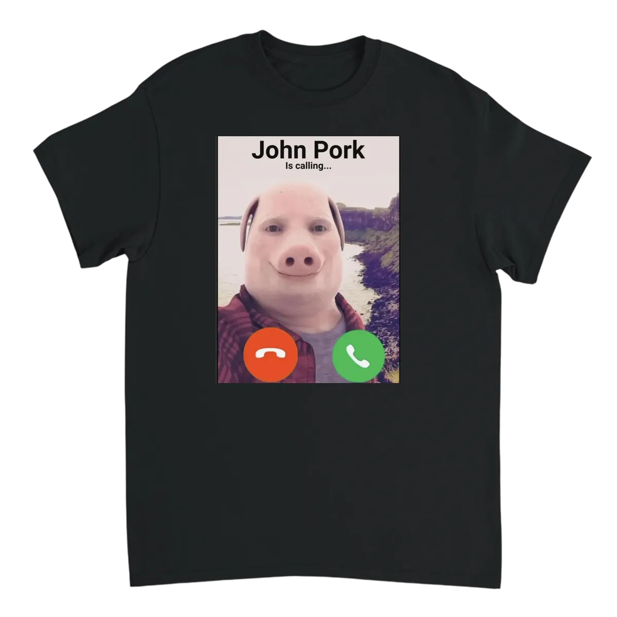 John Pork Is Calling Meme T-Shirt T-Shirts - Black