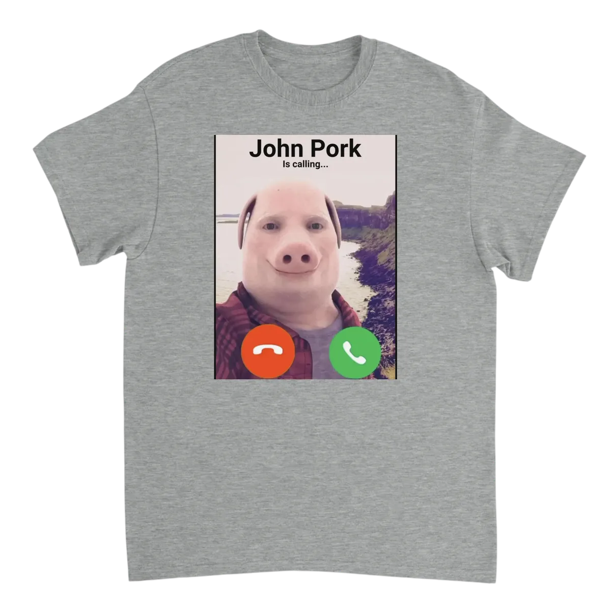John Pork Is Calling Meme T-Shirt White T-Shirts Photo 3